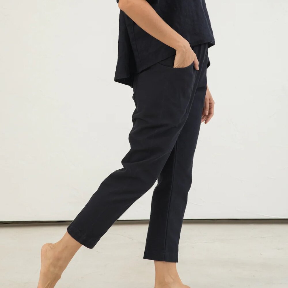 ELIZABETH SUZANN Clyde Work Pant Black Cotton Canvas - 4 Long